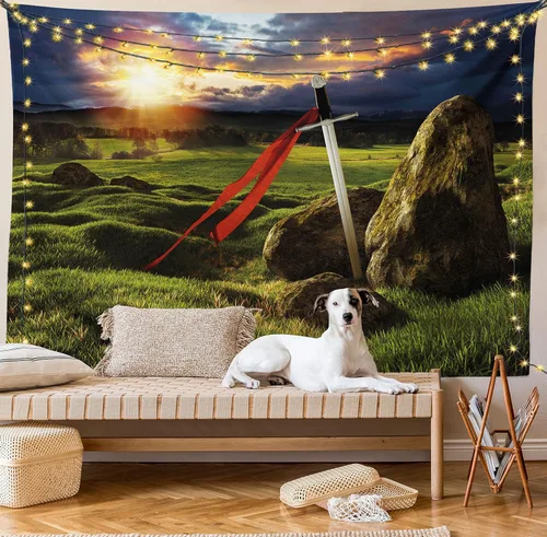 Vista 11 de Ambesonne Tapiz de arte afro, hombre negro fuerte con una corona de trazos impresión de pintura moderna, decoración de tela para colgar en la pared