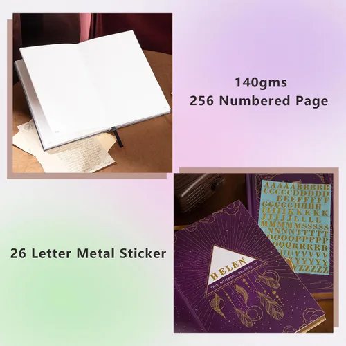 Vista 5 de TIEFOSSI Cuaderno de puntos, diario de mariposa para mujeres y hombres, papel grueso de 160 GSM con 256 páginas numeradas, diario de tapa dura A5