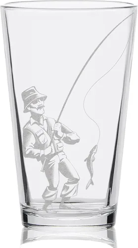 Vista 2 de Vaso de cerveza grabado The BIG FISH. Gran idea de regalo para entusiastas de la pesca, ríos, lagos, estanques, amantes de la naturaleza