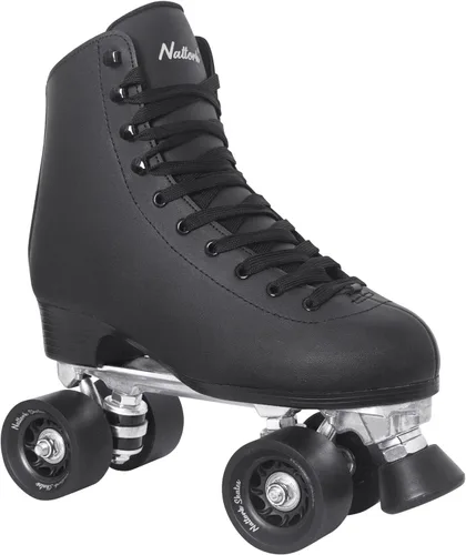 Vista 9 de Nattork - Patines de ruedas para mujer, de piel sintética de alta calidad, patines de cuatro ruedas, patines de doble fila para principiantes