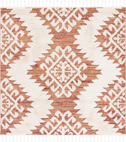 Vista 19 de SAFAVIEH - Alfombra de acento de la colección de borlas marroquíes Shag - 2'3" x 4', marfil y marrón, estilo bohemio, no suelta pelo y de fácil