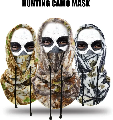 Vista 2 de TTJZ Polaina para el cuello, pasamontañas, bufanda y sombrero, máscara de esquí, accesorios para traje Ghillie