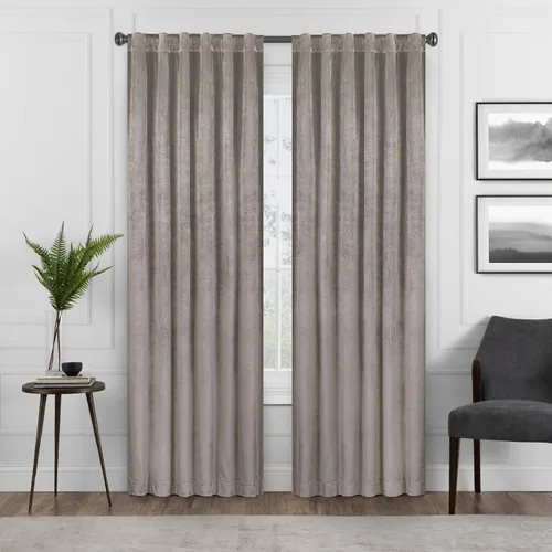 Vista 9 de Eclipse Absolute Zero Harper - Cortinas opacas de terciopelo con aislamiento térmico y bolsillo para cortinero para dormitorio, panel individual, 50