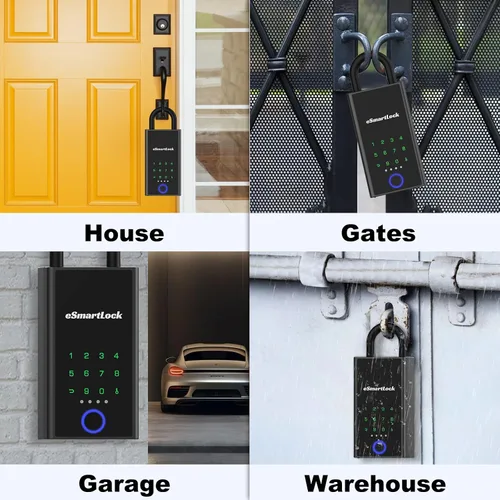 Vista 8 de Caja de seguridad inteligente con aplicación de huellas dactilares, Bluetooth eLinkSmart con código digital, resistente a la intemperie para montaje