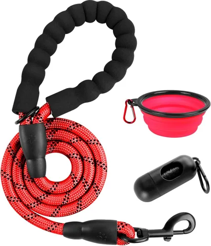 Vista 28 de BARKBAY - Correas para perros grandes, resistentes, de 4/5/6 pies, con cómoda asa acolchada y hilos altamente reflectantes para perros medianos