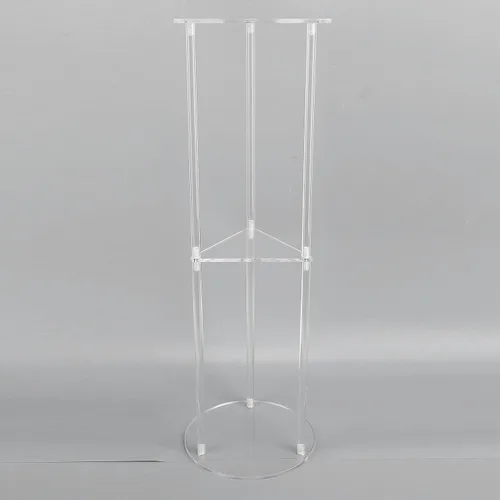 Vista 9 de Mesa auxiliar, moderna y estable mesa redonda de acrílico de 3 niveles con conectores de acero inoxidable resistentes para sala de estar