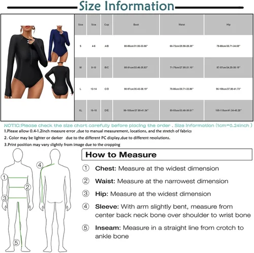 Vista 6 de Women's Long Sleeve Zipper Front One Piece Swimsuit Monokini Color Matching Spray Grain Bathing Suits Beachwear