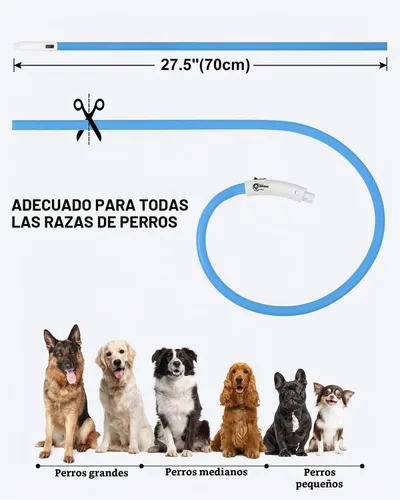 Vista 6 de Joytale Collar de perro con luz, silicona LED cortada a prueba de lluvia Azul