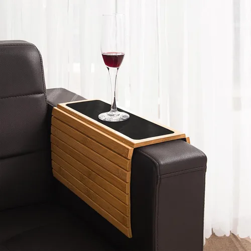 Vista 5 de GEHE Bandeja para Brazo de Sofá, Bandeja Flexible/Desplegable para Reposabrazos de Sofá, Soporte de Tazas para Brazo de Sofá, Ideal para Bebidas