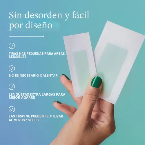 Vista 2 de Kit de Cera Billie - Rostro y Bikini - 32 tiras de cera - 6 toallitas de suero post-cera