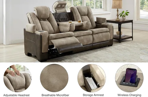 Vista 5 de THSUPER Sofá reclinable de microfibra con alimentación, sofá reclinable para cine en casa con reposacabezas ajustable/luz de lectura/puerto