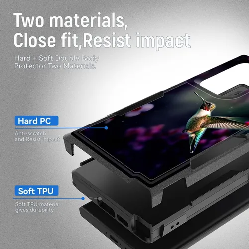 Vista 129 de Funda para Galaxy A14 5G, resistente de doble capa híbrida de policarbonato duro, goma suave, a prueba de golpes, funda protectora resistente