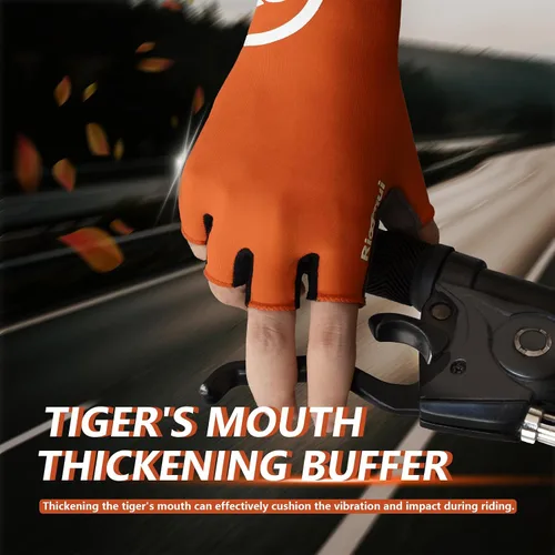 Vista 2 de Guantes de ciclismo para hombres y mujeres, guantes de ciclismo sin dedos, antideslizantes, 0.197 in, acolchados, absorben los golpes, transpirables