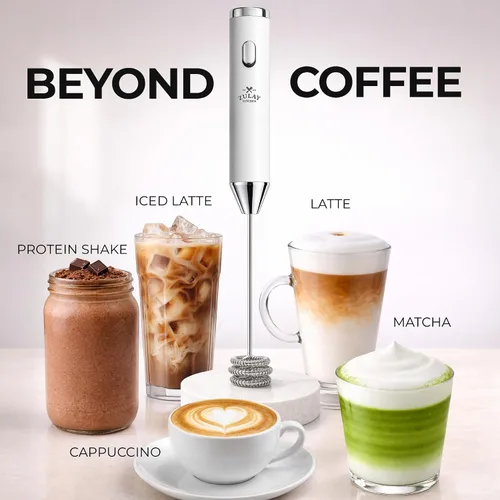Vista 196 de Zulay Milk Boss Espumador de leche potente manual, hace espuma para latte, batidor para mezclar bebidas, café, miniespumador para capuchino, frappé