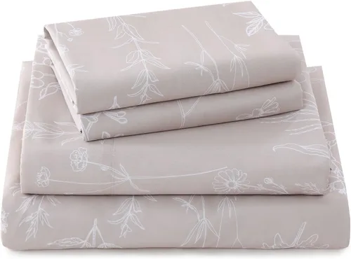 Vista 32 de Yibeizi - Juego de sábanas con estampado floral para cama de tamaño queen, sábanas de microfibra con patrón botánico boho, fundas para almohada
