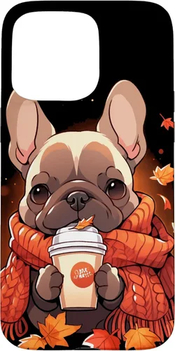 Vista 31 de French Bulldog Fall Autumn Pumpkin Spice Latte Frenchie Dog Case for iPhone 17