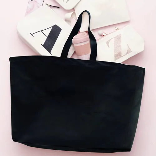 Vista 2 de Bolsa de lona grande, extra grande, para compras, playa, reutilizable, más grande, bolsa sólida lisa de 28 x 8 x 16 pulgadas Largest Plain Solid