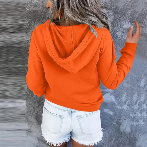 Vista 5 de Womens Sweatshirt Fall 2023 Casual Snap Button Drawstring Hoodies Fleece Pullover Long Sleeve Tops Lightweight Pocket
