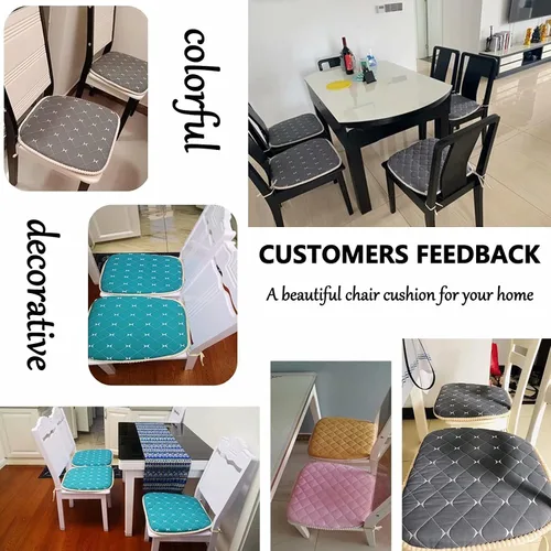 Vista 6 de Cojín para silla con lazos para sillas de comedor, almohadillas de espuma viscoelástica texturizadas suaves y cómodas para sillas de cocina con Azul