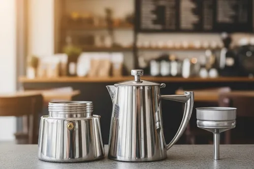 Vista 6 de Cuisinox Roma - Olla de espresso Moka de acero inoxidable para estufa de 4 tazas
