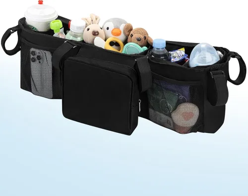 Vista 7 de Accmor Organizador de cochecito doble para Bob Duallie y Baby Jogger City Mini GT2, organizador de bolsa de cochecito de bebé doble, accesorios
