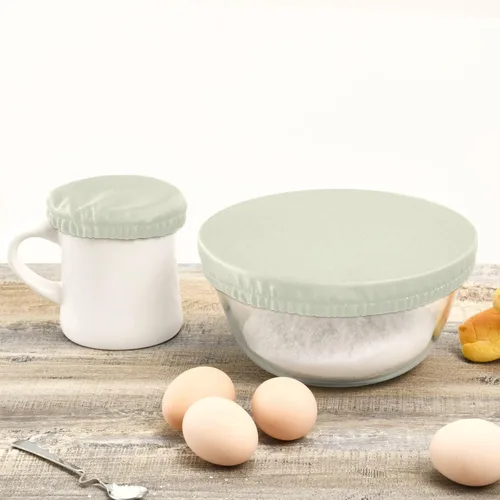 Vista 6 de 5 fundas elásticas reutilizables para cuencos de almacenamiento de alimentos, tapas de tela elástica con 5 tamaños diferentes, resistentes al calor