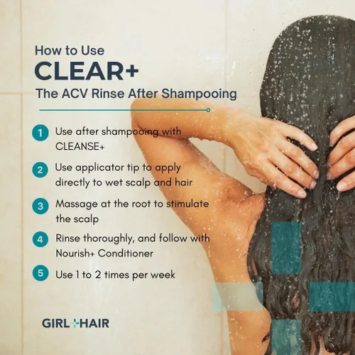 Vista 6 de GIRL+HAIR Juego de cuidado del cuero cabelludo ACV enjuague capilar + aceite para el cuero cabelludo y el cabello Vinagre de sidra de manzana