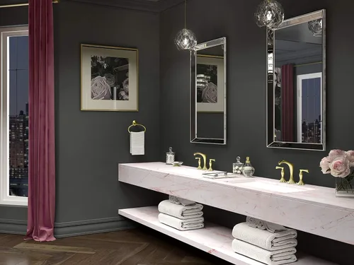 Vista 5 de Pfister LG49-RH1BG Rhen - Grifo de lavabo de baño con cascada, oro cepillado