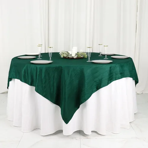 Vista 15 de Tableclothsfactory Mantel cuadrado de tafetán arrugado de acordeón beige de 72 x 72 pulgadas