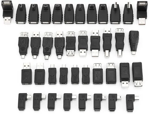 Vista 2 de Kit de adaptador USB de 40 piezas, mini cambiadores, convertidores, conectores USB macho a hembra micro USB