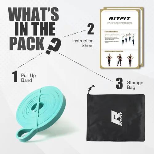 Vista 4 de RitFit Pull Up Assist Band - Premium Resistance Band for Pull Up Assistance, Resistance Training, Body Stretching, Powerlifting, Mobility Training