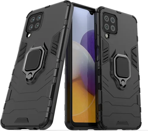 Vista 2 de ZMONE - Funda protectora para Samsung Galaxy M32 4G con protector de pantalla de vidrio (paquete de 2) resistente de doble capa de grado militar, a