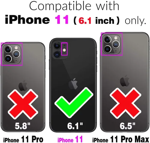 Vista 2 de Asuwish Funda de teléfono para iPhone 11 6.1 con protector de pantalla de vidrio templado y soporte de ranura para tarjetas de cuero brillante