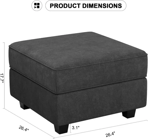 Vista 2 de Belffin Tela modular sofá seccional almacenamiento otomano módulo sofá lado seccional libre configuración otomana negro