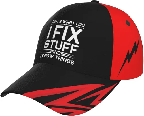 Vista 14 de That's Whats I Do I Fix Stuff and I Know Things - Sombreros desgastados para hombre, de mezclilla lavada, ajustables, con correa trasera 1