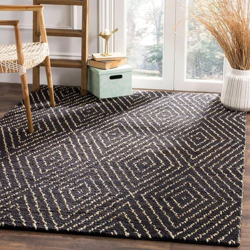 Vista 8 de SAFAVIEH Bohemian Collection BOH702A - Alfombra decorativa de yute tribal marroquí hecha a mano, 24 x 36 pulgadas, color negro/marfil