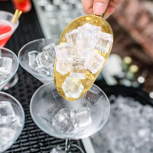 Vista 5 de Zhehao 8 cucharas de hielo de metal de acero inoxidable de 6 onzas para máquina de hielo, cocina, congelador, bar, boda, fiesta, cucharas pequeñas