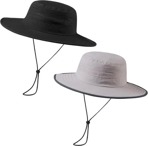 Vista 14 de Sombrero de cubo de sol con ala plegable UPF 50+ resistente al agua con malla perforada láser ajustable para hombres y mujeres al aire libre Caqui
