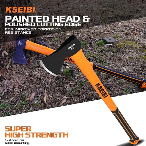 Vista 3 de KSEIBI - Hacha de división de 36 pulgadas - Acero al carbono forjado, hacha para cortar madera y leña, mazo de servicio pesado con mango ergonómico