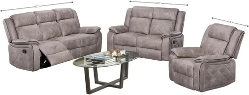 Vista 2 de Muebles de sala de estar, sofá reclinable de microfibra para sala de estar, habitación de huéspedes en gris pardo