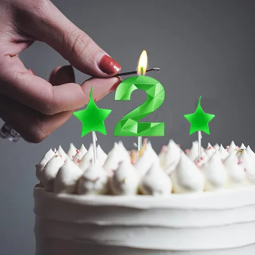 Vista 5 de Velas de primer cumpleaños y velas de corazón de estrella de 2.76 pulgadas para decoración de pasteles de cumpleaños, boda, aniversario, celebración