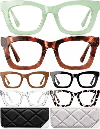 Vista 12 de CCVOO - Lentes de lectura Oprah, con filtro de luz azul, lentes para computadora, para mujer, paquete de 6