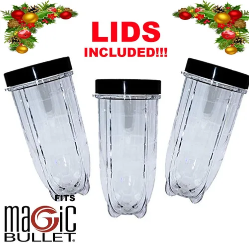 Vista 3 de Juego de 6 tazas de 16 onzas – 3 tazas de repuesto con tapas para batidora Magic Bullet incluidas