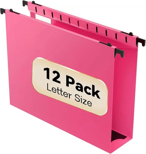 Vista 12 de Carpeta colgante de archivos de capacidad extra en plástico tamaño carta, paquete de 12 carpetas colgantes reforzadas con expansión de 2 pulgadas
