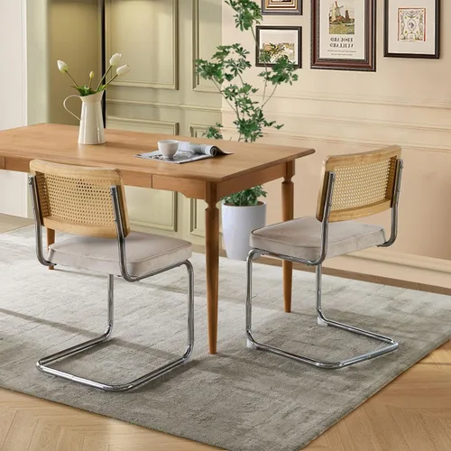 Vista 3 de Cesca - Juego de 2 sillas de comedor con respaldo de caña de ratán natural
