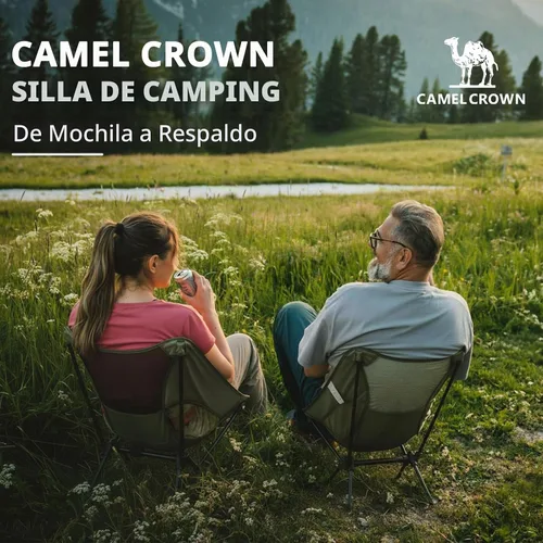 Vista 5 de CAMEL CROWN Silla de camping resistente para mochileros, silla plegable ultraligera con bolsa de transporte, portátil compacta para exteriores