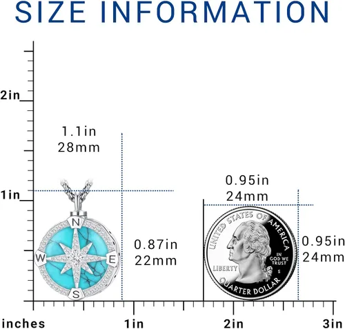 Vista 88 de Joyas de turquesa para mujeres y hombres de plata de ley 925 con colgante de urna para cenizas, collar con medallón de imagen, martillo de Thor
