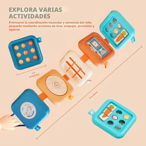 Vista 3 de Tablero de actividades para niños de 1 año, juguetes de viaje para niños pequeños de 1 a 3 años en avión, tablero Montessori ocupado cubo ocupado