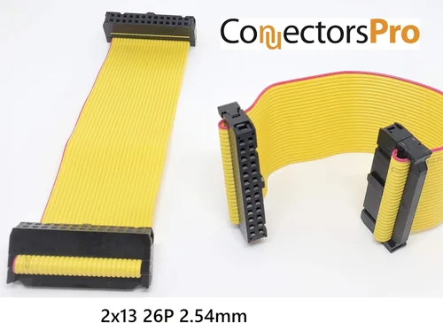 Vista 2 de Paquete de 2 conectores hembra IDC 2x13 26P 0.100 in 5.9 in 5.5 pulgadas, cable de cinta plano amarillo, filas dobles 26 pines 0.1" paso FC F/F