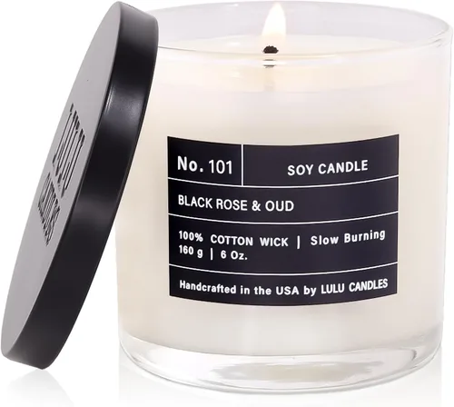 Vista 43 de Lulu Candles After Dark - Teca Caoba Vela Perfumada de Soja de Lujo en Frasco Vertida a Mano en los EE.UU. Altamente Perfumada y Duradera